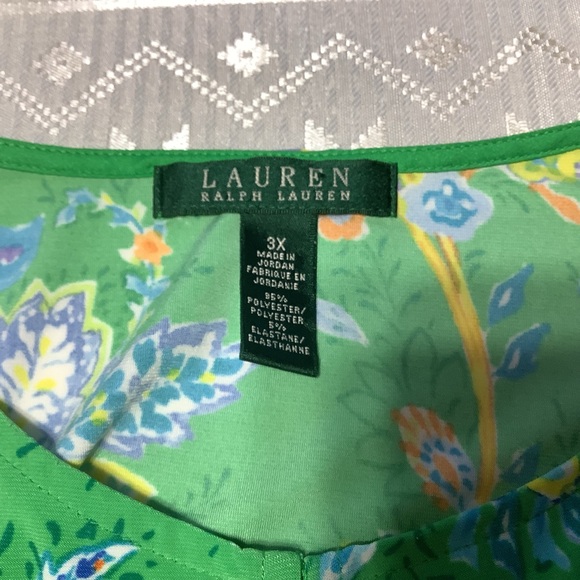 Ralph Lauren Green Floral Blouse Women’s Size 3X - Picture 6 of 13